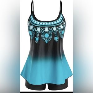 Rose gal Tankini Plus Size :3-X L 2piece Swim Suit NWT